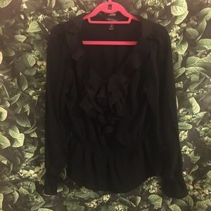 White House Black Market Black Silk Shirt